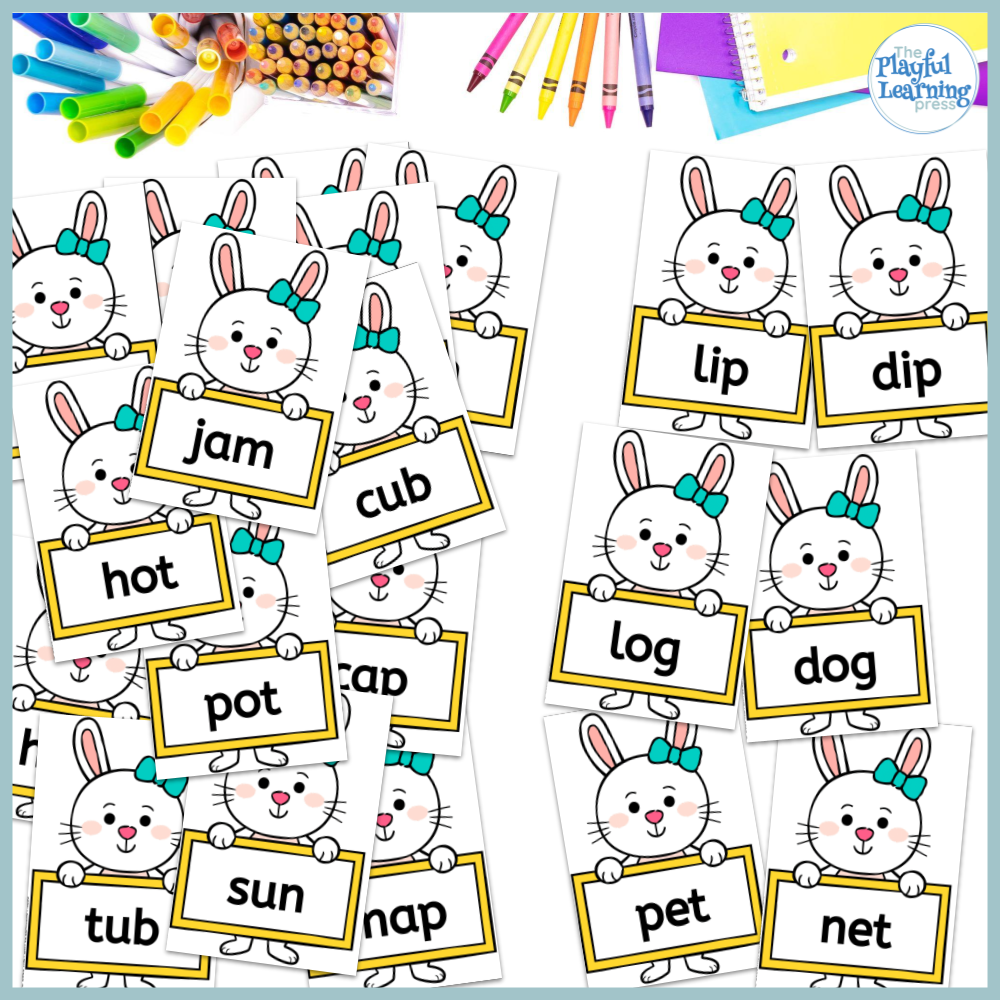 Rhyming rabbits Easter phonics activity